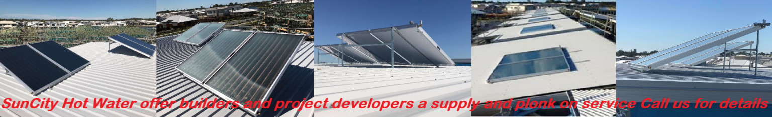 Solar hot water system fitted to a corrugated metal roof in North Lakes