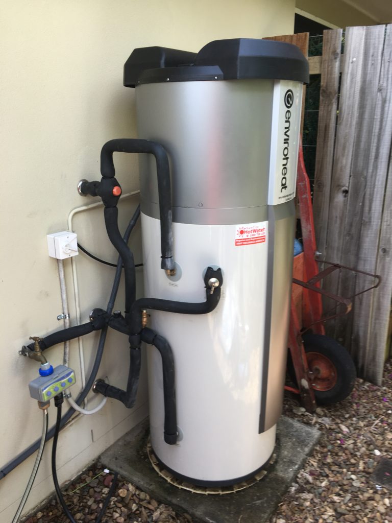 Outdoor heat pump hot water system fitted at a residence in North Lakes