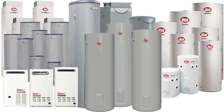 Selection of residential hot water systems and storage tanks offered in North Lakes
